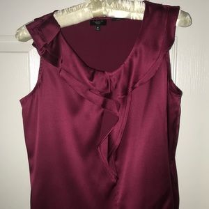 Silk sleeveless top with ruffle